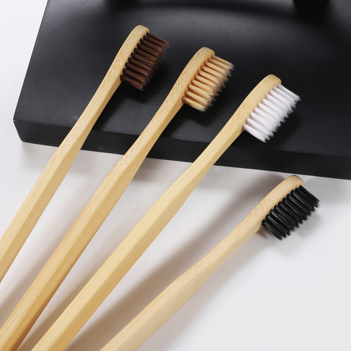 Bamboo Toothbrush Amazon AliExpress Cross-border Wood Brush Original Bamboo Eco Square Handle Bamboo Toothbrush Soft Bristles Dentifrice Cleaning Brush