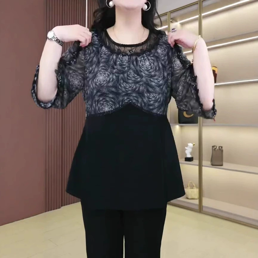 2025 модный летний новый европейский товарный счетчик высокого класса повседневная дикая легкая роскошная кружевная рубашка женская одежда