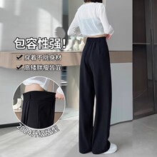 西装阔腿裤女春秋夏季2026新款窄版高腰高级感垂坠感黑色直筒裤子