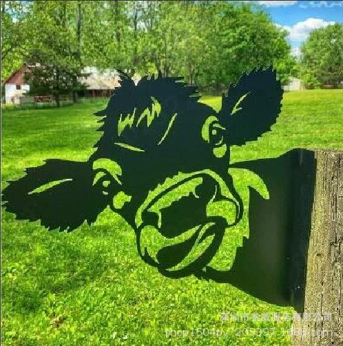 Металлическое садовое украшение в виде коровы с средним пальцем, независимая трансграничная станция, для сада, фермы, наружного декора.