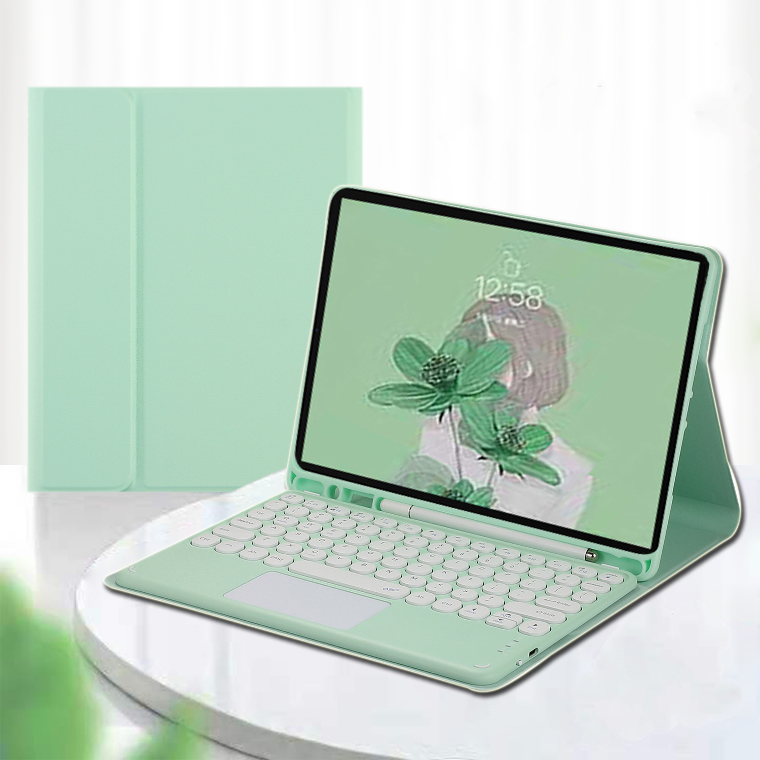 iPad 蓝牙 键盘 带笔槽 平板 皮套 全包 防摔 无线