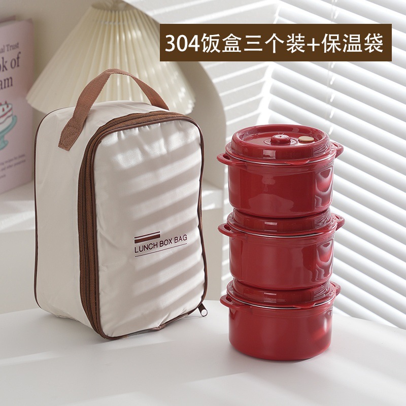304 aislamiento de acero inoxidable hogar caja de almuerzo de aluminio calentamiento de microondas para estudiantes de oficina con comida caja de almuerzo