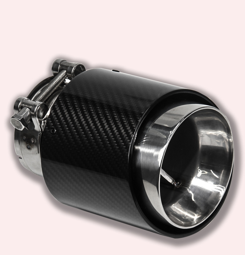 Factory wholesale new carbon fiber stainless steel tail throat single outlet modified car exhaust pipe tail Hood muffler