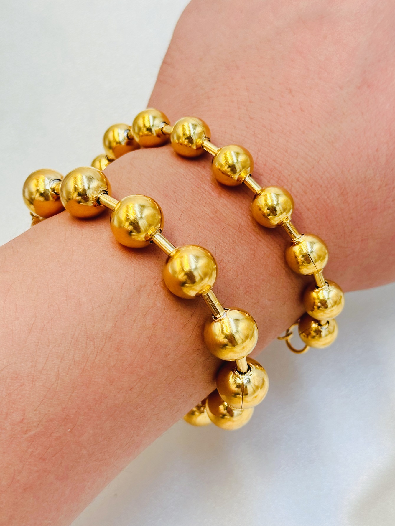 Round, Plating Design Vacation Classic Style Solid Color 304 Stainless Steel Ball Chain Bracelets In Bulk