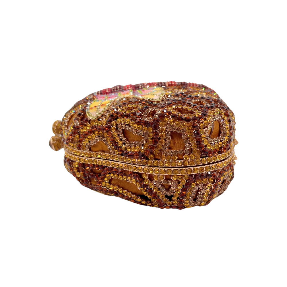 Túi clutch dạ tiệc đính đá thủ công họa tiết chuồn chuồn — Màu tím hồng, Vàng cà phê, Đen xám bạc, Màu xanh lục chi tiết 4