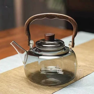 高颜值提梁壶围炉煮茶加厚耐高温高硼硅玻璃提梁壶蒸煮两用提梁壶