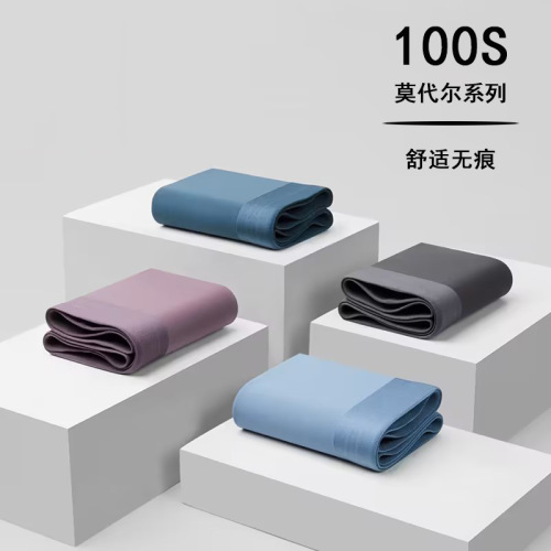 Brand same style 100 count double-sided Lenzing Modal seamless underwear men's antibacterial crotch boys' boxer briefs wholesale