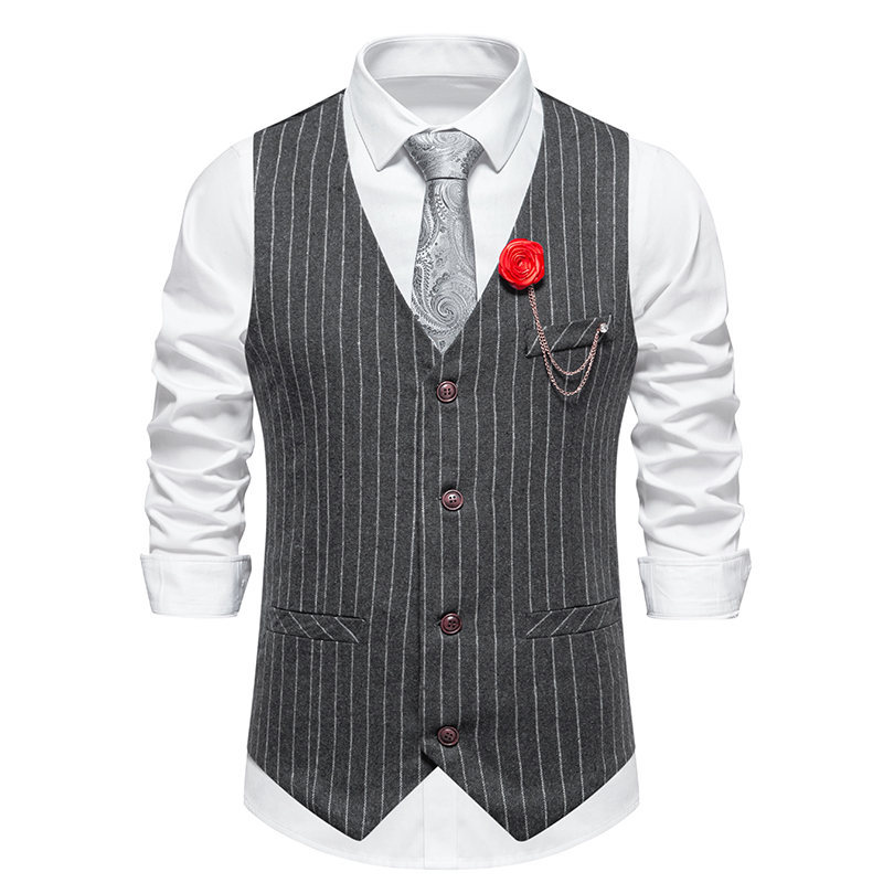 Euro 2024 Spring/Summer New Striped Wool Single breasted Vest Men's Tank Top_voghion.com
