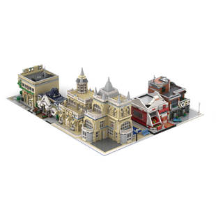 Building Blocks Cross-Border Moc-74911 Modular Street with Bar, Hotel and Restaurant 10462 Particle Number