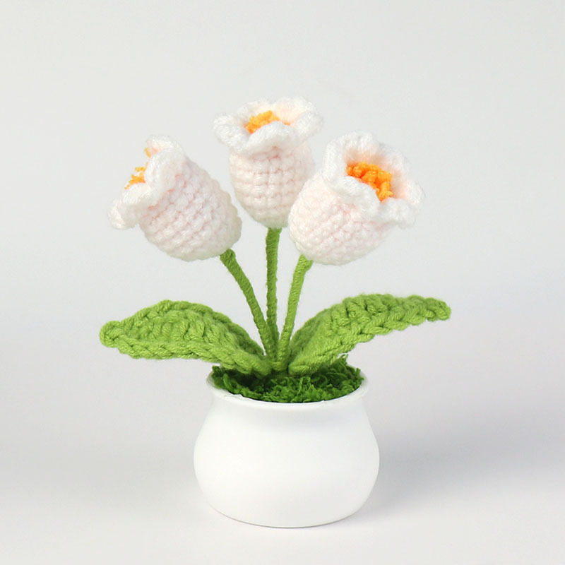 Orquídea blanca terminada (tres cabezas) pequeña maceta