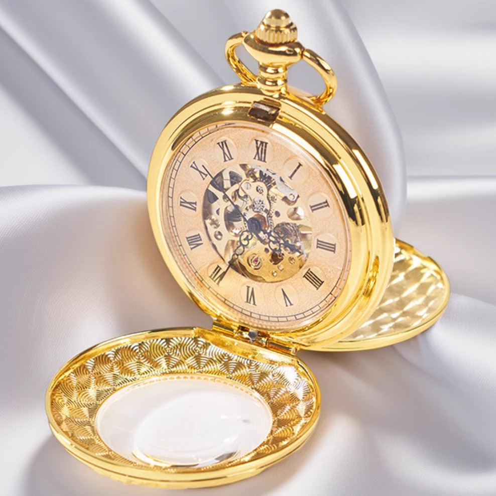 Glass retro mechanical pocket watch for men and women for elderly