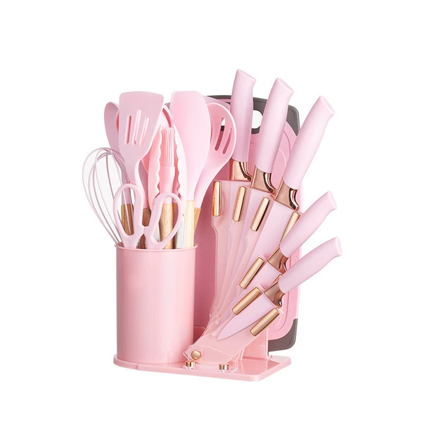 Silicone kitchenware, fuchsia set, 19 pieces