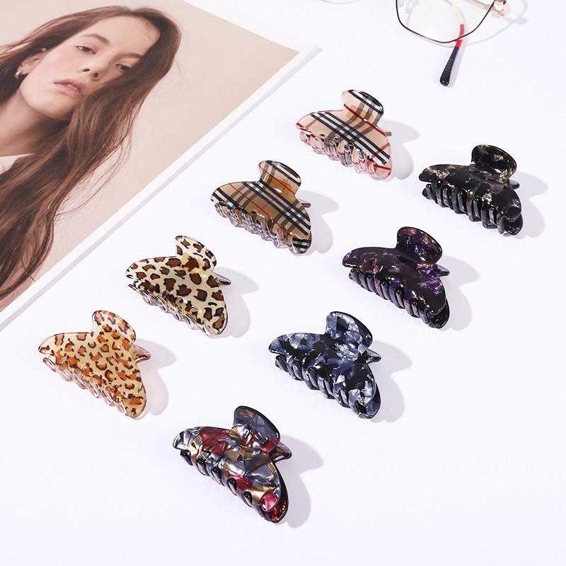 Stylish Leopard Print Plaid Hair Claw Clip For Women Mid Length_voghion.com
