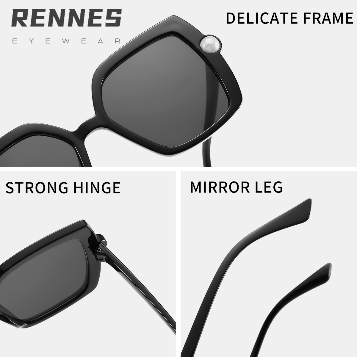 Nuevos accesorios de perlas transfronterizos para niños Gafas de sol para exteriores cuadradas de color caramelo Gafas de sol de tiro callejero para bebés lindos