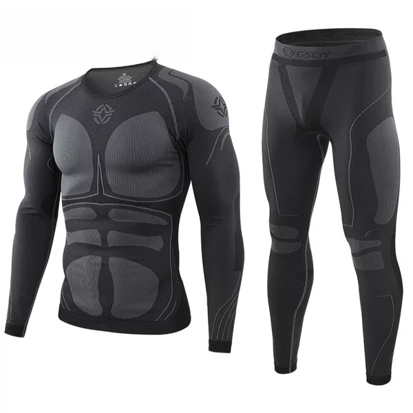 Esdy Men's Fitness and Cycling New Outdoor Clothing Thermal Intimates Set Tight-Fitting Sweat-Wicking Suit Cross-Border