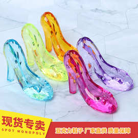 网红水晶鞋灰姑娘女童公主鞋蓝色女高跟鞋宝宝女孩水晶过家家玩具