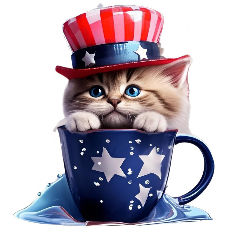Nuevos productos transfronterizos de baile gato decoración patriótica árbol acrílico plano decoración del día de la independencia colgante de decoración