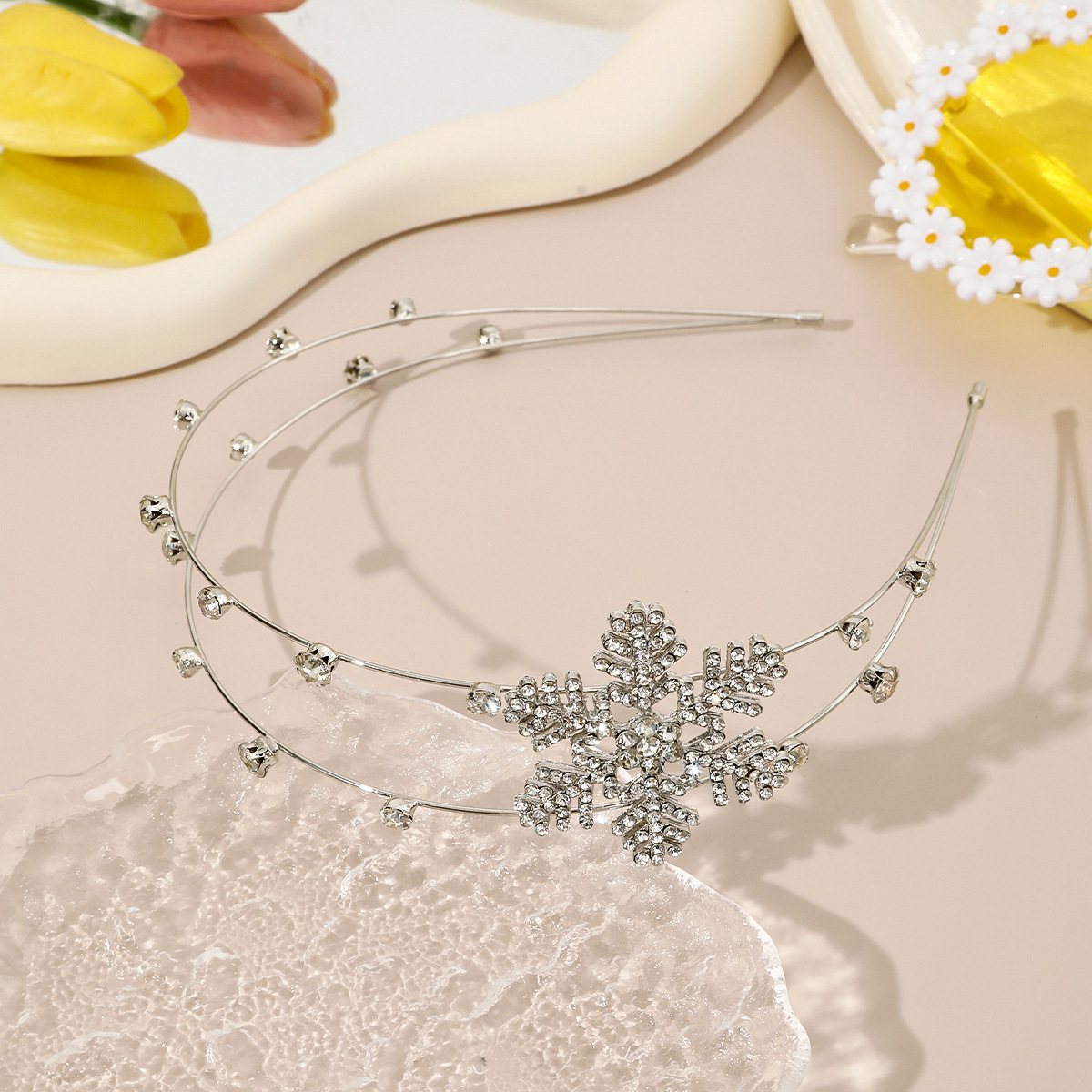 Cross-Border European And American Bride Zircon Snowflake Design Double Layer Headband Sweet Accessory Girl Temperament_voghion.com