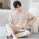 Summer Pure Cotton Men's Pajamas Simple Round Neck Short-sleeved Trousers Korean Casual Home Clothes suit Outer Wear
