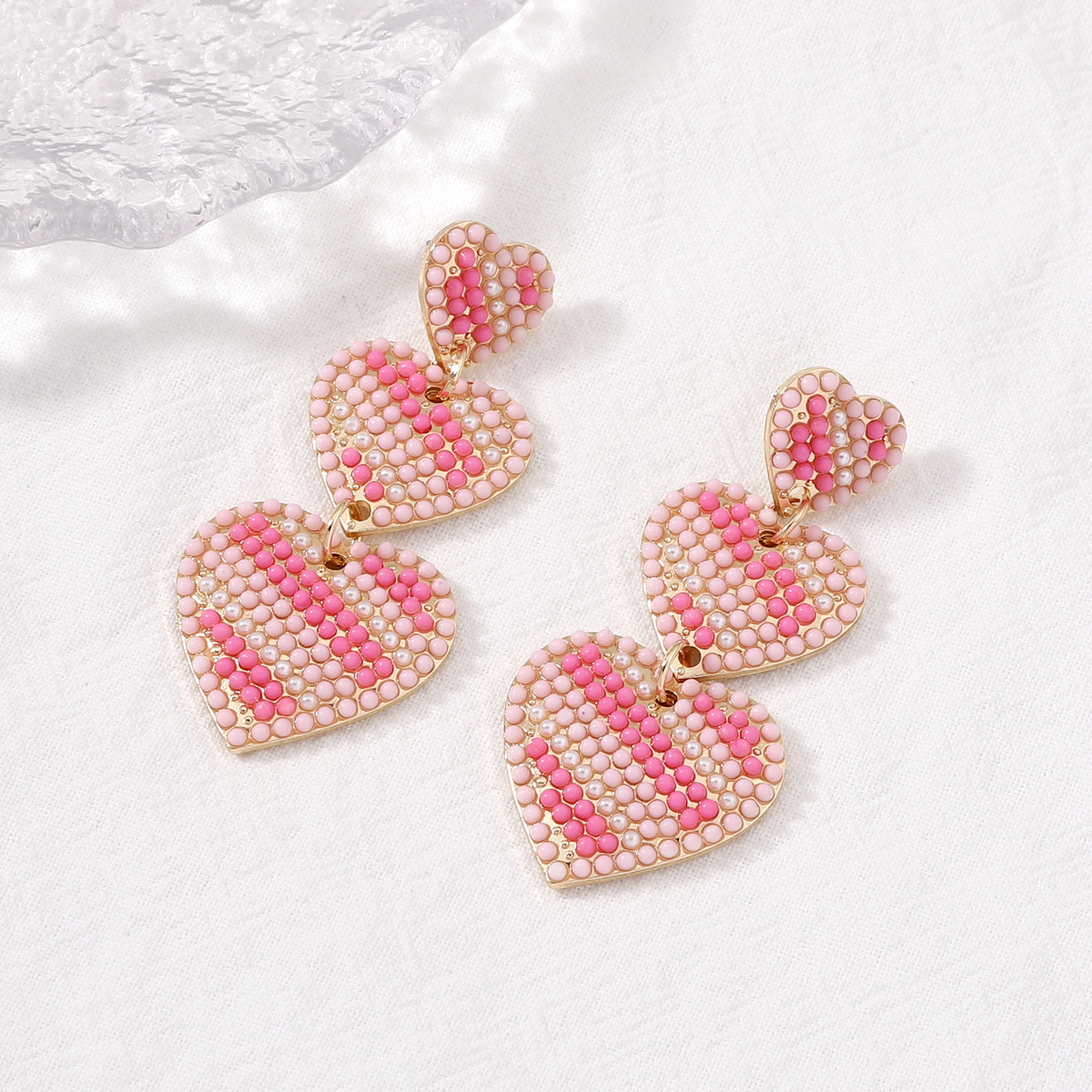 Women's Gender 1 Pair Cute Sweet Heart Shape Inlay Alloy Artificial Pearls Rhinestones Drop Earrings