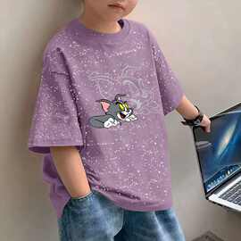 汤姆纯棉儿童满天星短袖T恤夏季新款男童上衣中大童帅气半袖潮牌