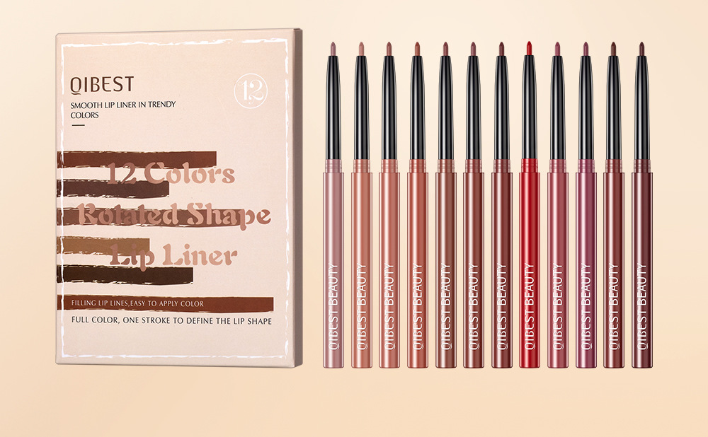 QIBEST Cross-border Matte Lip Liner Pen 12-color Mixed Lip Liner Pen Nude Set Waterproof Decorative Lipstick Pen Application Scenario
