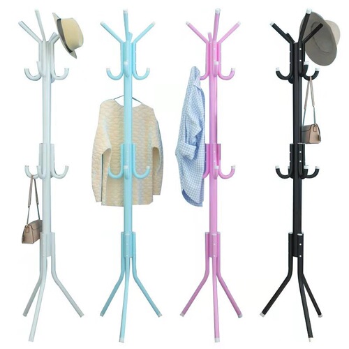 Simple coat rack, iron clothes rack, hanging rack, floor-standing indoor entryway bedroom wardrobe rack, fashionable bag hanger