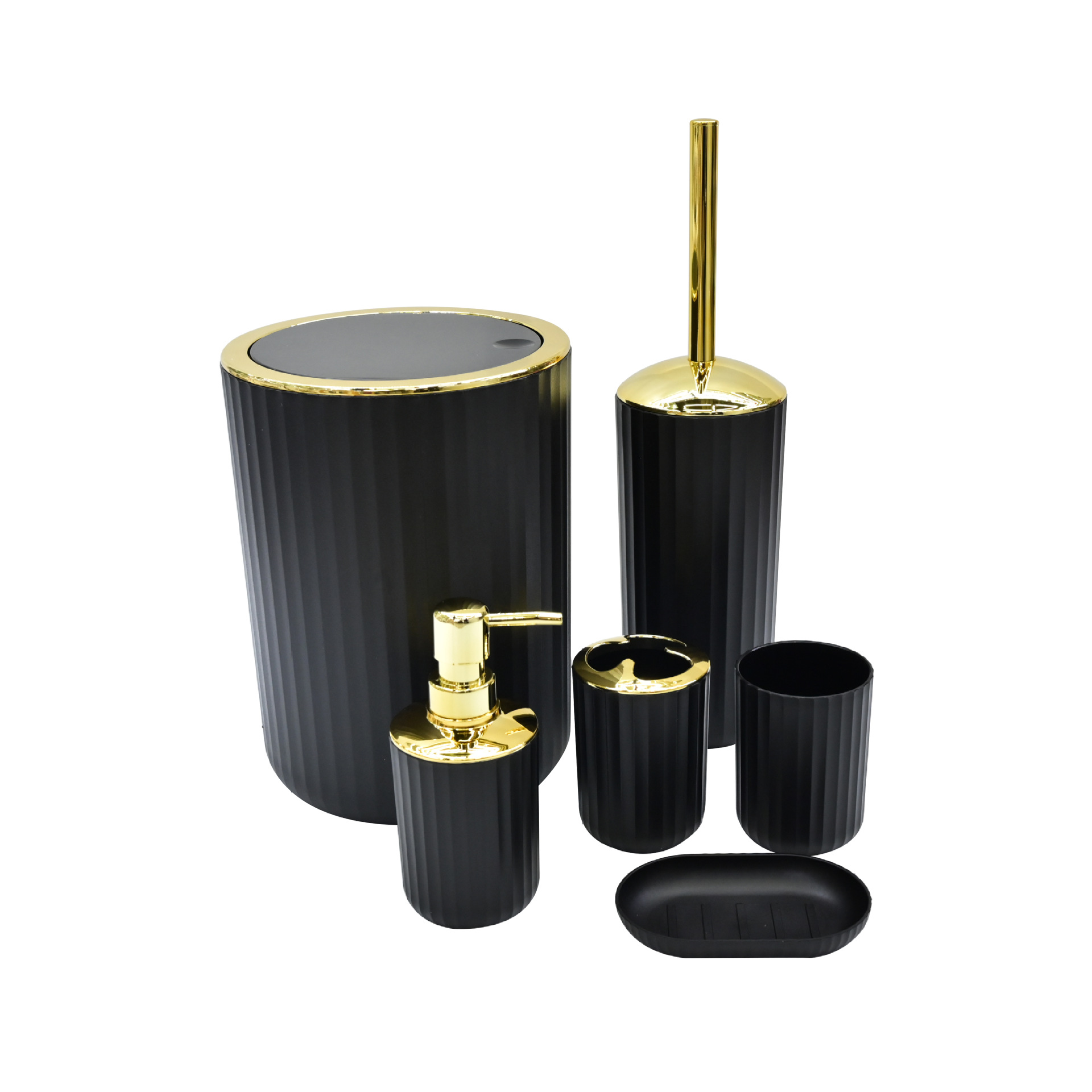 Color puro plástico galvanizado plateado juego de seis piezas estante para cepillos de dientes caja de jabón cepillo de baño almacenamiento de baño kit de lavado