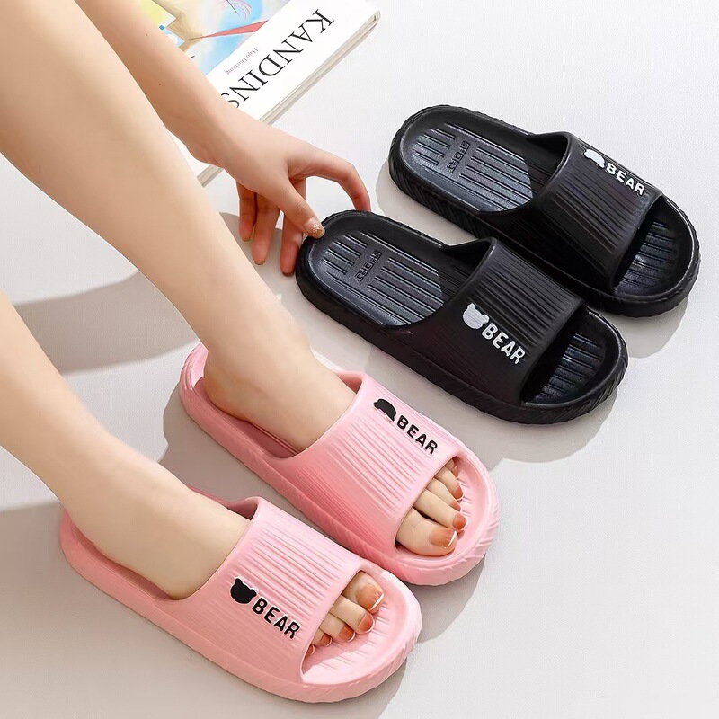Shangchao stall running volume fashion simple solid color letters couples one-word soft bottom step excrement feeling sandals wholesale