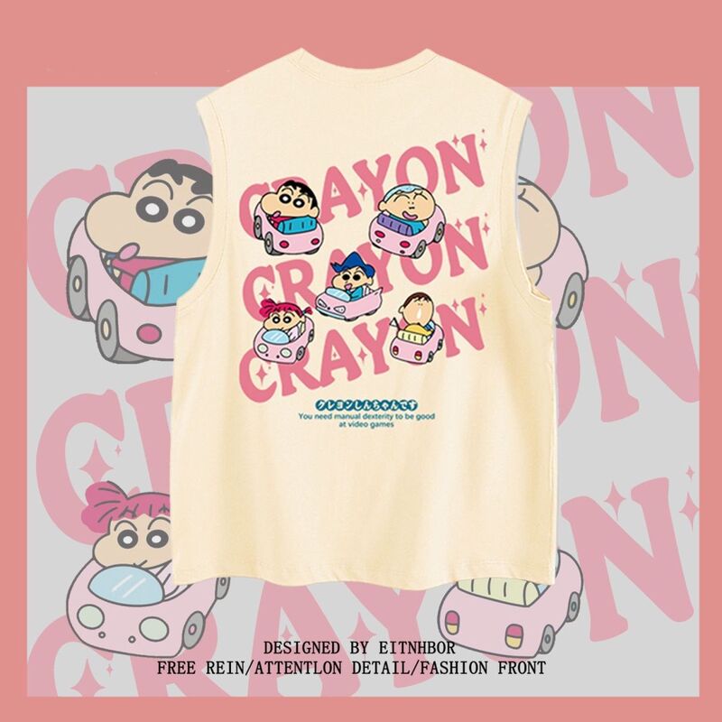 Summer New Cartoon Printing Design Sense Niche Sleeveless T-shirt Men's and Women's Loose College Style Vest ins12