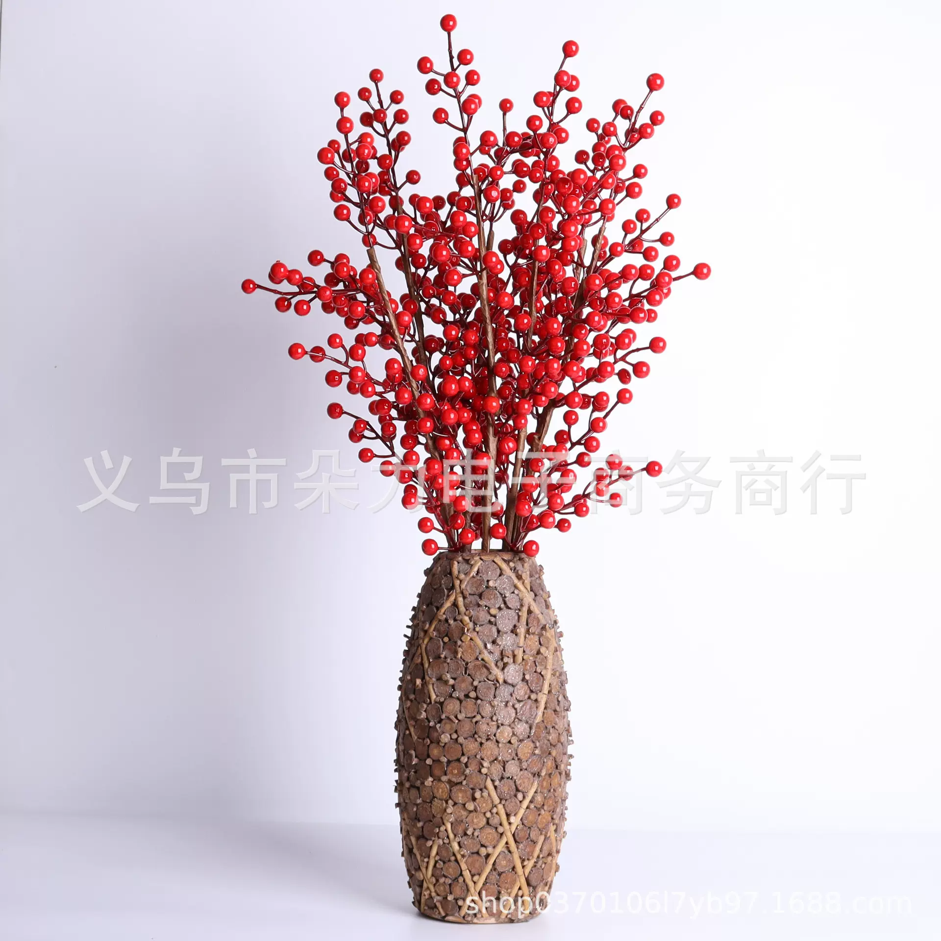 假花仿真花客厅装饰花落地花摆花新年婚庆花艺摆件仿真红果绿植