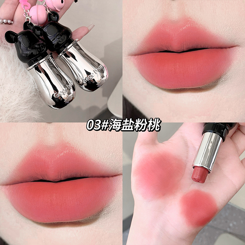 Gego osito dulce oso lindo lápiz labial de terciopelo de niebla color delicado mate de larga duración con maquillaje de brillo de labios transfronterizo
