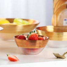 源头工厂蓝边玻璃盘子西餐牛排盘欧式风水果甜品沙拉碗餐具套装