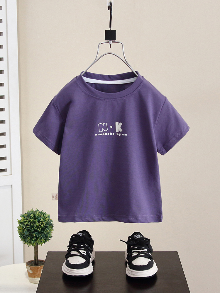7843 Camiseta de manga corta para niño, conjunto de verano para niño, camiseta infantil estilo 2026, camiseta base blanca para bebé.