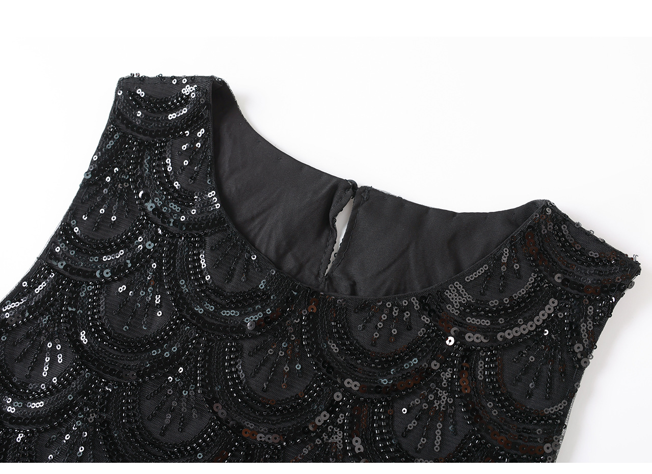 Áo hai dây nữ đính cườm sequin cao cấp phong cách Pháp — màu đen chi tiết 25
