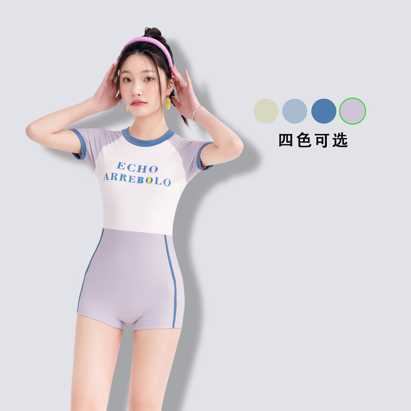 新款微胖连体游泳衣女士紧身高弹速干游泳馆训练专用竞技运动泳衣|undefined