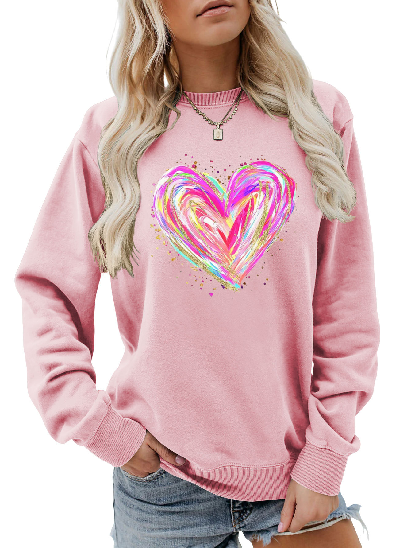 Independent Site New Stylish, Comfortable, Versatile Women's Colorful Sequin Heart Autumn And Winter_ecoleips.com