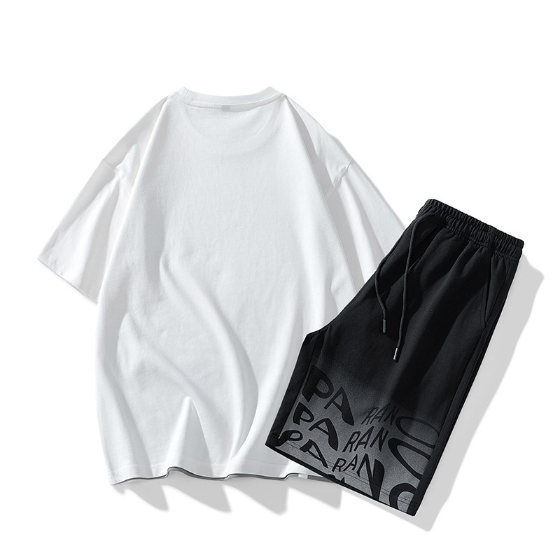 Men's Clothing Cross border exclusive summer short sleeved suit for men, casual sportswear, trendy and handsome ice silk T shirt for men_voghion.com