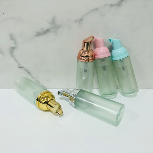60ml Mousse Foam Bottle with Sand Green Foaming Face Wash Bottle PET Cosmetic Portable Refill Bottle