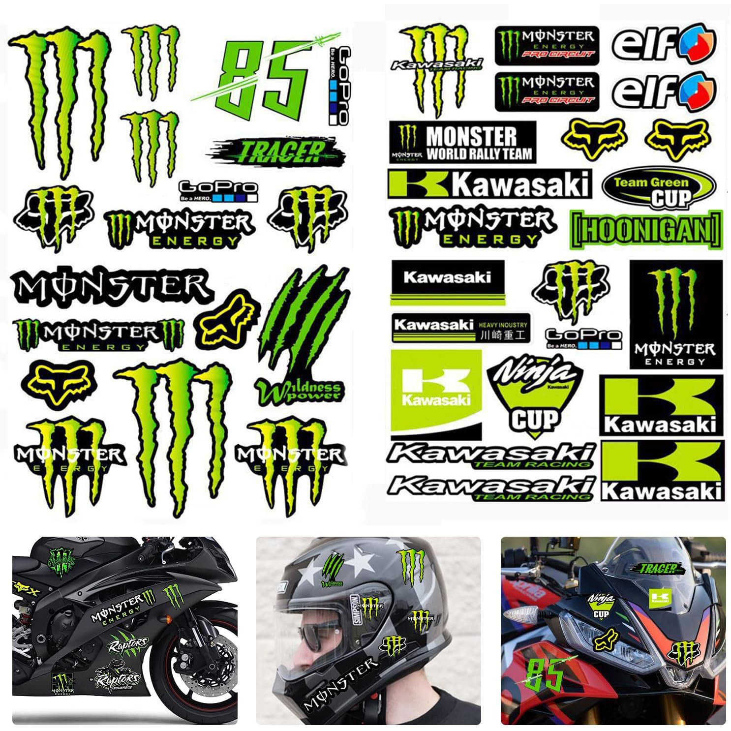 Etiqueta engomada de carreras de motocicletas explosivas de Amazon Patrocinador de comercio exterior de vinilo Etiqueta engomada de coche de pata verde