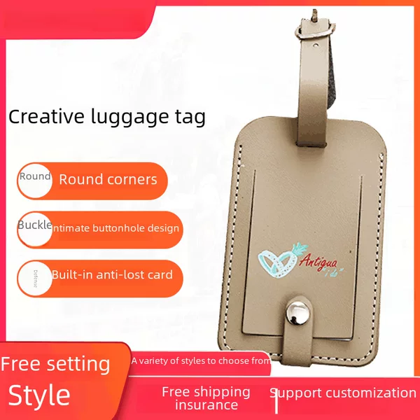 Factory wholesale leather luggage tag travel check boarding pass identification box luggage tag custom LOGO