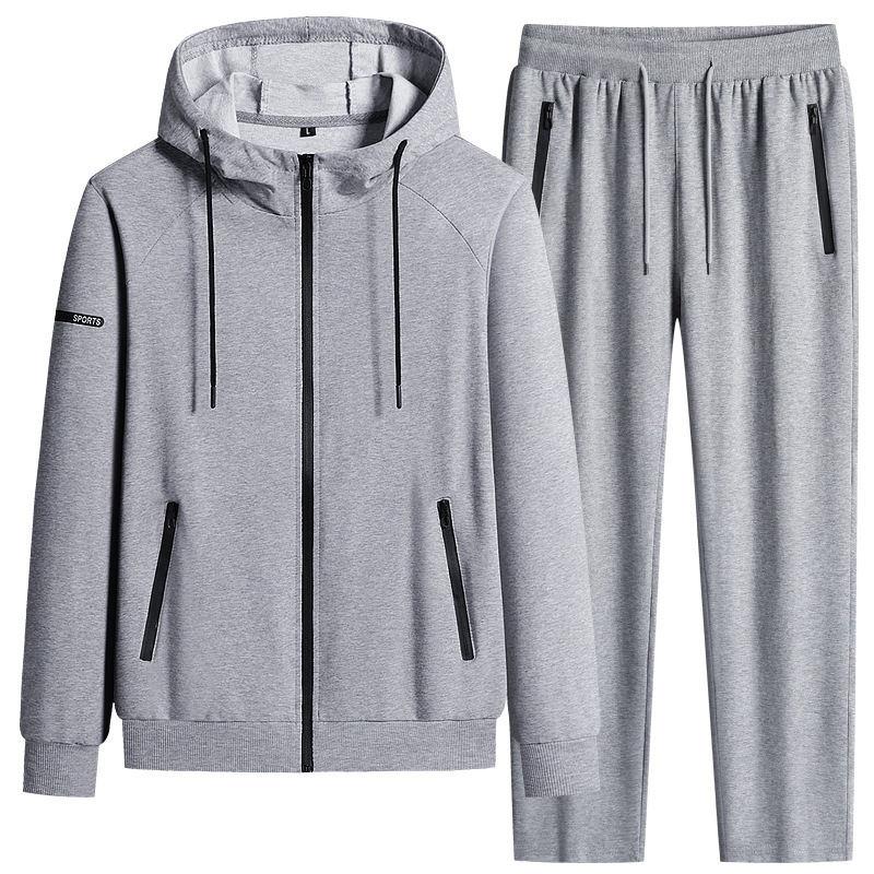 Suéter transfronteriza de primavera y otoño con capuzas de dos piezas de algodón puro juego deportivo casual para correr abrigo de ropa deportiva casual