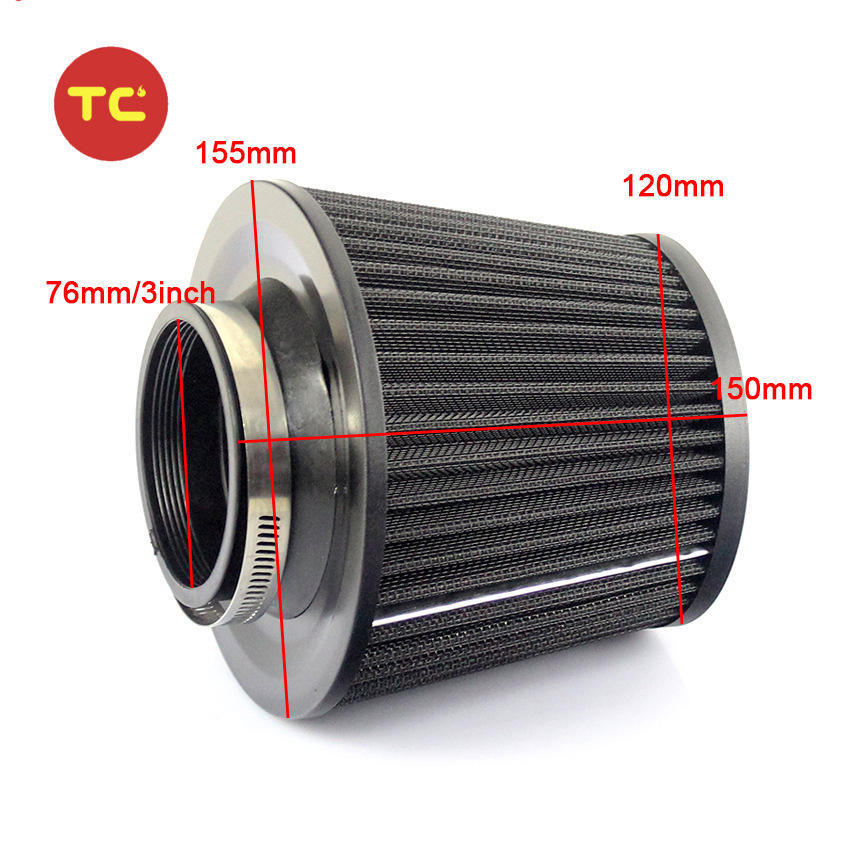 Cross-border 76mm 3inch Universal Car Air Filter High-Flow Cold Air Intake Filter