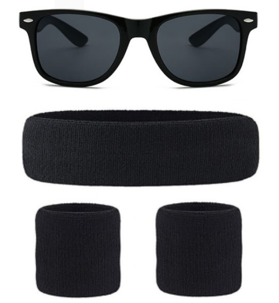 세트 1 - 검은색 안경 + 스포츠 헤드스카프 세트