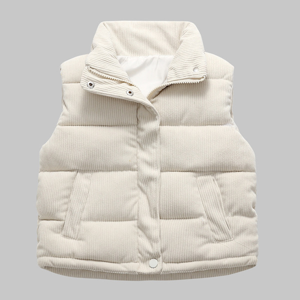 Demi-season children's corduroy vest with down for men and women