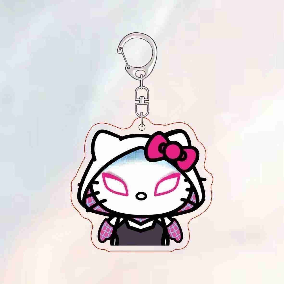 HELLOKITTY Spiderman Colgante universo paralelo Gwen Miles Acrylic Keychain Bag Colgante