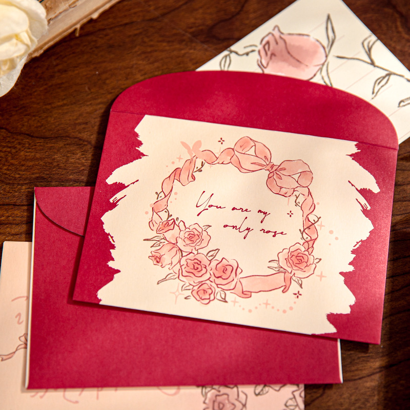 Mr. Paper Wish Rose Letter Collection Rose Confesión Poema Gao Yan Value Letter Sello de papel Material de membrete