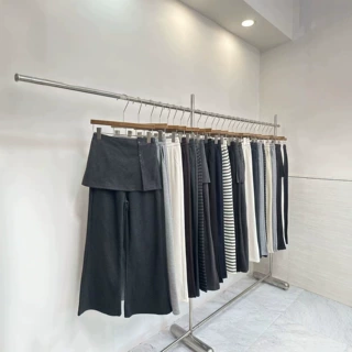 秋冬休闲气质高腰百搭宽松显瘦微辣裤女装设计感一裤两穿屁帘长裤