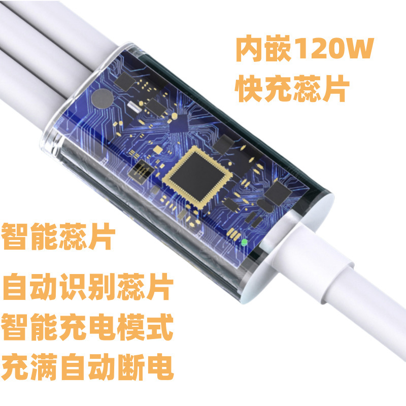 6A白色一拖三超级快充手机数据线适用苹果安卓type-c三合一充电线|undefined