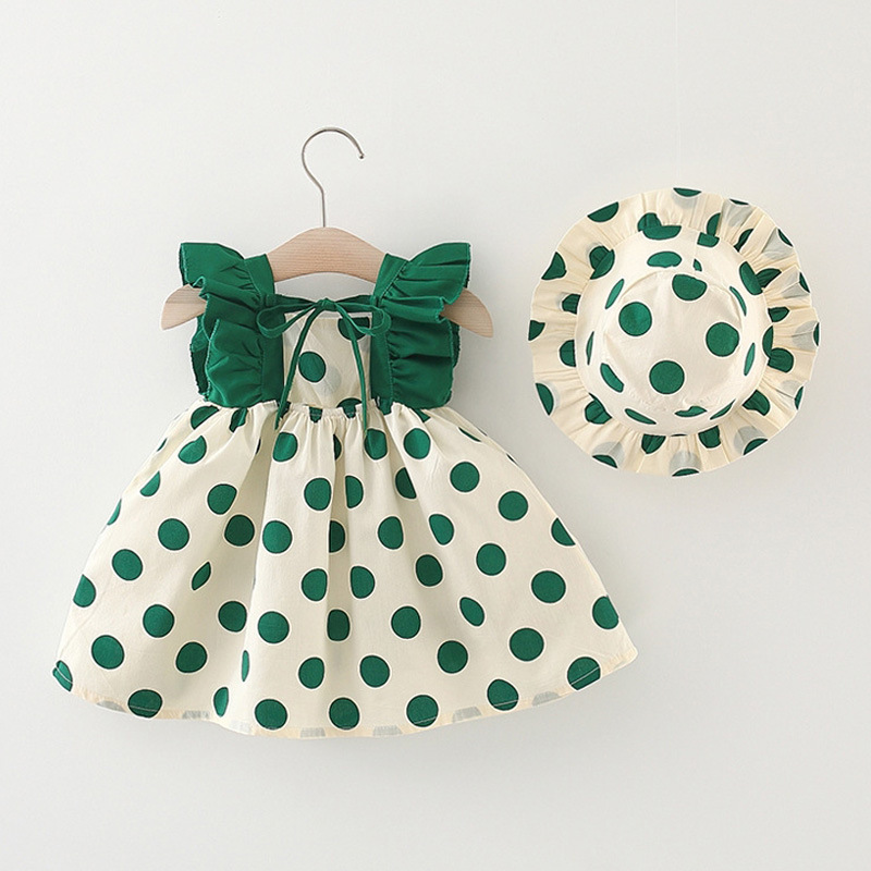 Girls' dress 2025 Summer New Korean Style Floral Summer Dress Baby Styline Cotton Dress for Hat